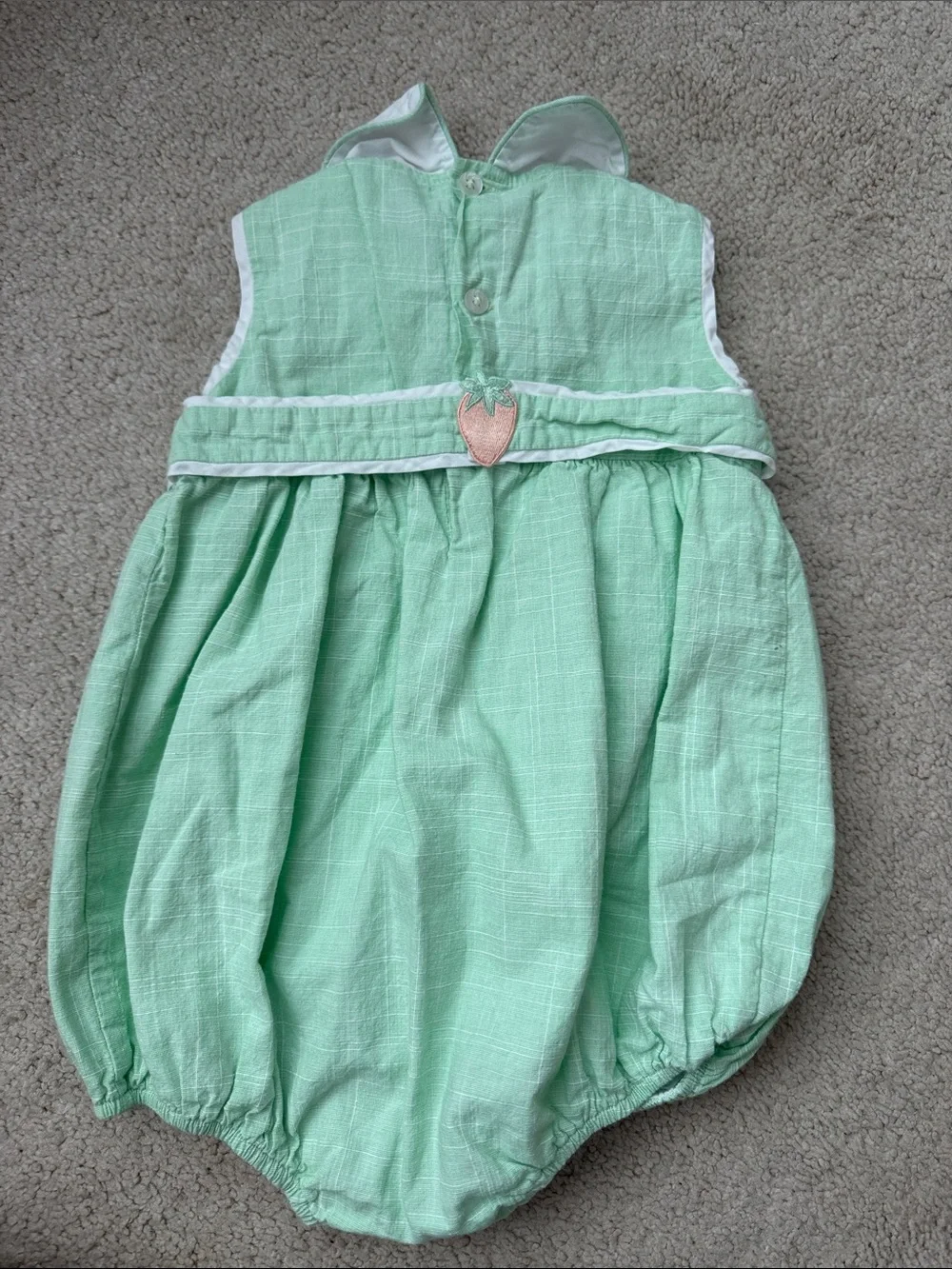 Bell Bird Mint Green Bubble with White Collar & Strawberry detailing